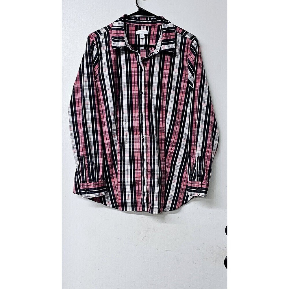 CHARTER CLUB Cotton Blend Plaid Long Sleeve Button-Up Women Shirt (16)